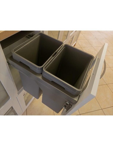 500mm Ace Waste Bin Kitchen 60L Softclosing Double 30L Containers Vibo BIN500A.AN