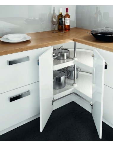 3/4 Kitchen Corner Carousel Ninka 900x900mm L Shape White Solid Trays 54141712