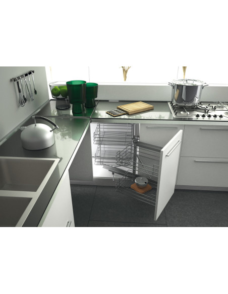Kitchen Swing Corner Storage Shelves Pull Out 900mm Handed Chrome
