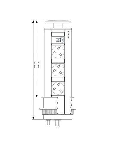EVOline Worktop Sockets USB A+C Pop-Up Island Port Stainless Steel 1593 1041 5701