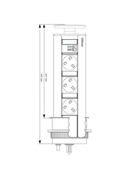 EVOline Worktop Sockets USB A+C Pop-Up Island Port Stainless Steel 1593 1041 5701