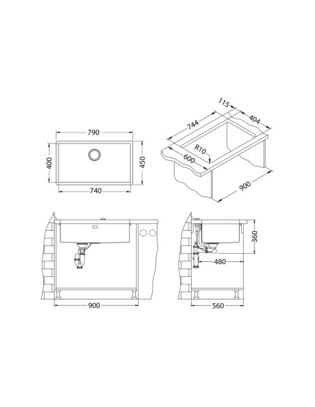 Alveus Quadrix60 Gold Kitchen Sink Monarch Inset Or Undermount 1117478N