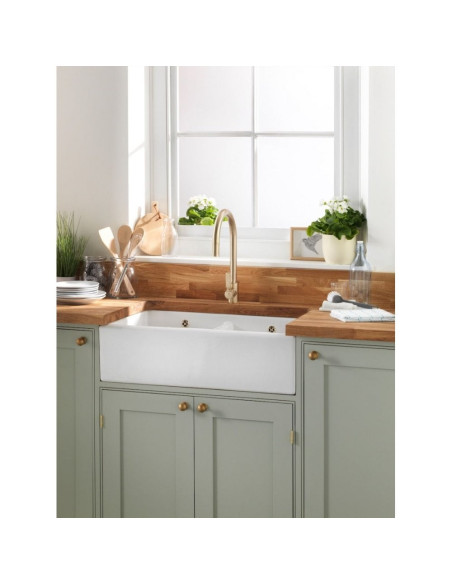 Shaws Classic Shaker 800mm Kitchen Sink White Butler Apron Ceramic SCSH800