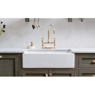 Shaws Classic Shaker 800mm Kitchen Sink White Butler Apron Ceramic SCSH800 2