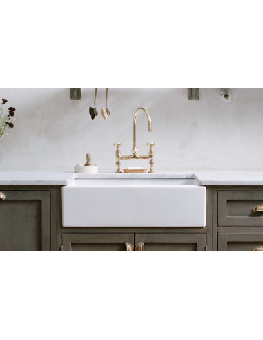 Shaws Classic Shaker 800mm Kitchen Sink White Butler Apron Ceramic SCSH800