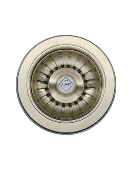 90mm Shaws Waste Satin Brass Kitchen Sink Plug Ceramic Basket Strainer FT2900060