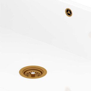 90mm Shaws Waste Aged Brass Kitchen Sink Plug Ceramic Basket Strainer FT2900061 2