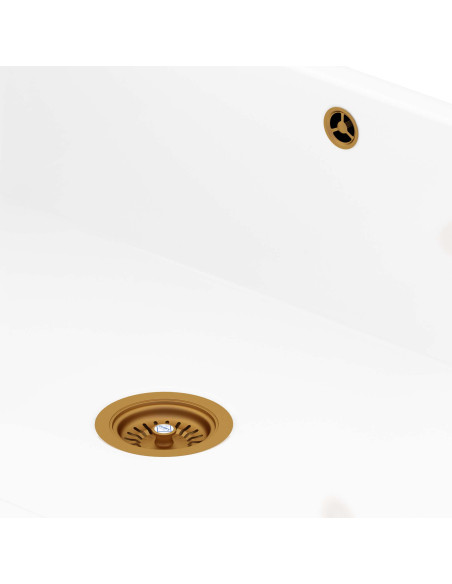 90mm Shaws Waste Aged Brass Kitchen Sink Plug Ceramic Basket Strainer FT2900061