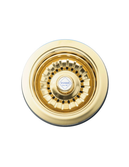 90mm Shaws Waste Gold Kitchen Sink Plug Ceramic Basket Strainer FT2900030