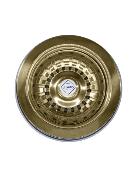 90mm Shaws Sink Waste Polished Brass Kitchen Ceramic Basket Strainer FT2900059