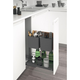 300mm Multiple Storage Basket Pull-Out Door Fixed Soft-Closing Grey 54003701