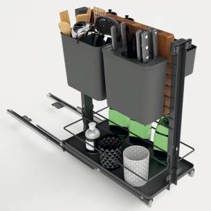 300mm Multiple Storage Basket Pull-Out Door Fixed Soft-Closing Grey 54003701 2