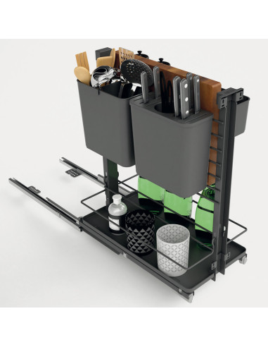 300mm Multiple Storage Basket Pull-Out Door Fixed Soft-Closing Grey 54003701