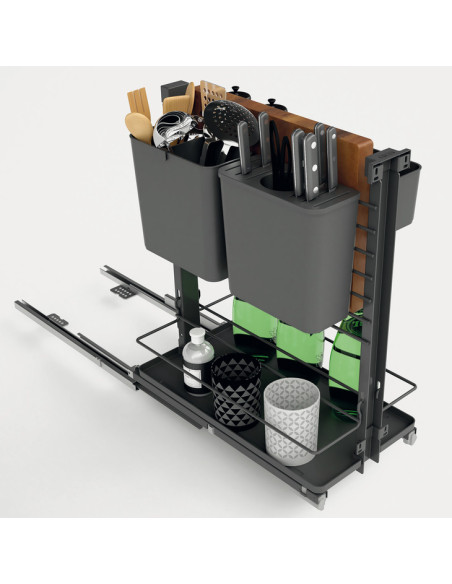 300mm Multiple Storage Basket Pull-Out Door Fixed Soft-Closing Grey 54003701