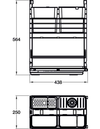300mm Multiple Storage Basket Pull-Out Door Fixed Soft-Closing Grey 54003701