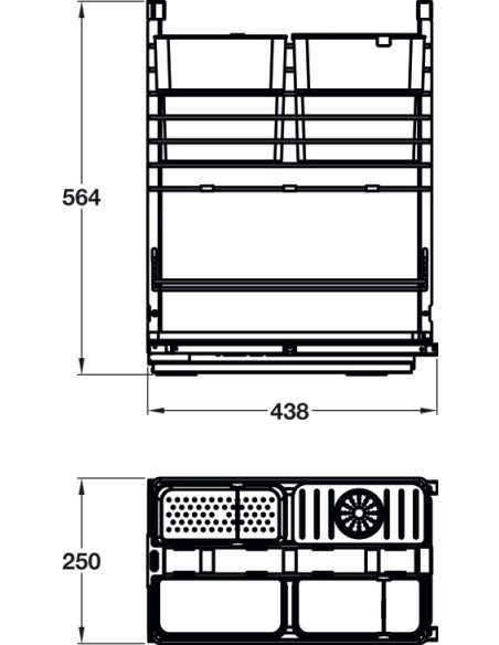 300mm Multiple Storage Basket Pull-Out Door Fixed Soft-Closing Grey 54003701