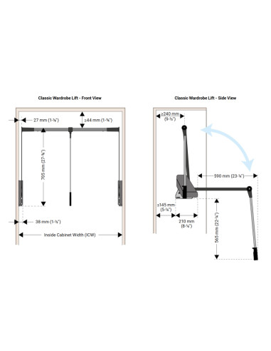 Kessebohmer Conero Wardrobe Top-Lift + Shelf...
