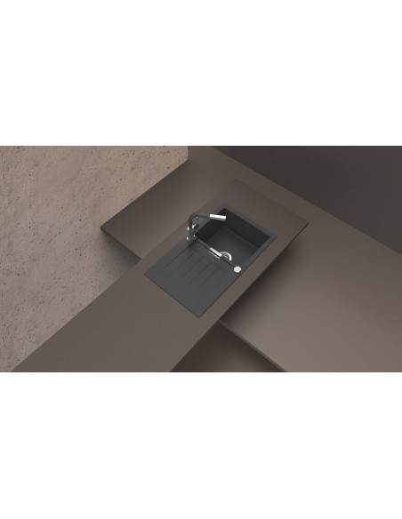Schock Signus D100 Magma Black Cristadur Granite Kitchen Sink & Waste