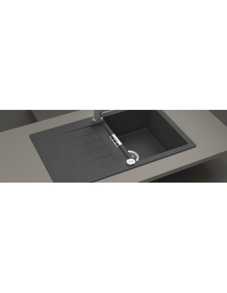 Schock Signus D100 Magma Black Cristadur Granite Kitchen Sink & Waste