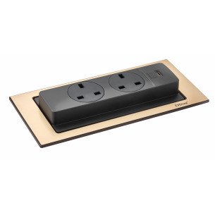 EVOline Backflip Antique Brass UK Worktop Sockets C USB Charger 1592 7102 0300 2