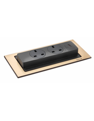 EVOline Backflip Antique Brass UK Worktop Sockets C USB Charger 1592 7102 0300