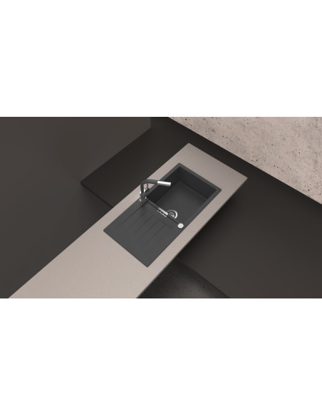 Schock Signus D100L PURO Black Cristadur Granite Kitchen Sink & Waste