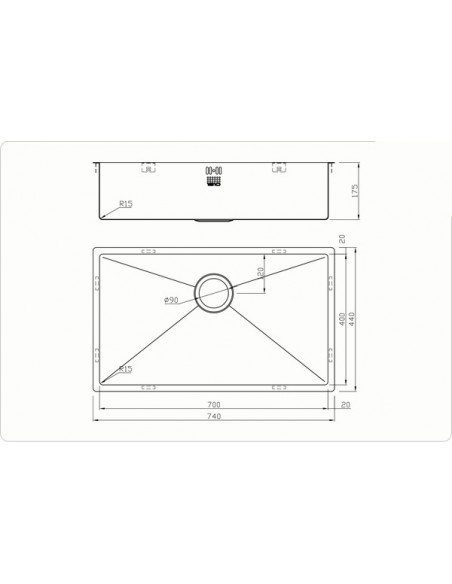 Zenuno15 700U Matte Black Large Kitchen Sink PVD 1.0 Bowl 1810 Company ZU/70/U15/MB/611
