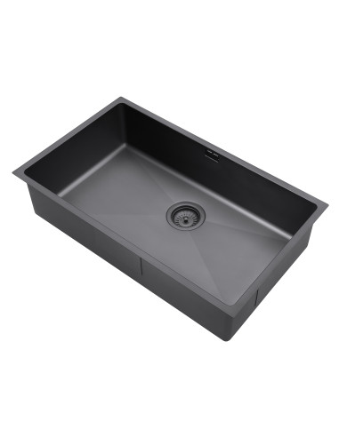 Zenuno15 700U Matte Black Large Kitchen Sink PVD 1.0 Bowl 1810 Company ZU/70/U15/MB/611