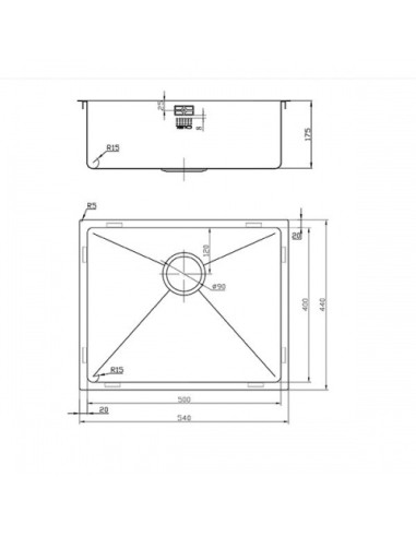 Zenuno15 500U Matte Black Large Kitchen Sink PVD 1.0 Bowl 1810 Company ZU/50/U15/MB/610