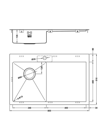 ZENUNO15 34I-F Accessible BBL Kitchen Sink Stainless Shallow Bowl ZU/34/IF/U15/S/BBL/160
