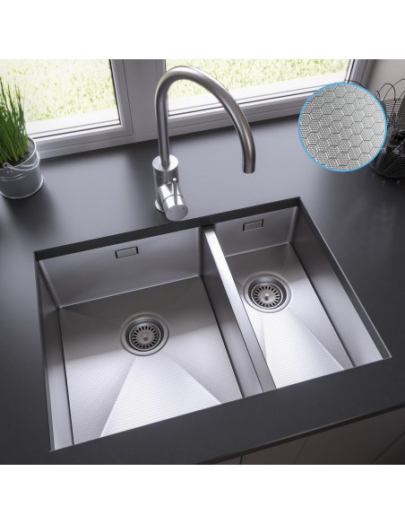 HEXDUO10 340/180U BBL Stainless Steel Kitchen Sink 1.0 Hexagonal 1810 Company HD/3418/U10/S/224