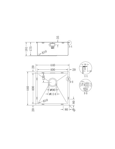 HEXUNO10 400U Kitchen Sink Gun Metal 1.0 Hexagonal 1810 Company HU/40/U10/GM/230
