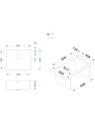 Alveus Kombino50 Stainless Steel Kitchen Sink Waste Undermount 1100237N