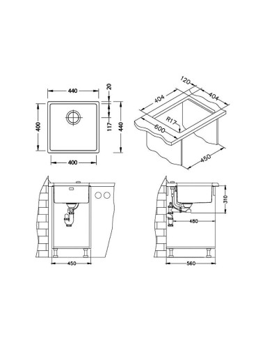 Alveus Kombino30 Stainless Steel Kitchen Sink Waste Undermount 1100235N