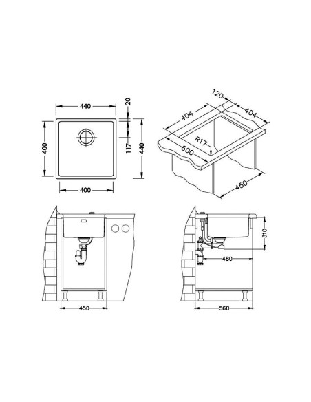 Alveus Kombino30 Stainless Steel Kitchen Sink Waste Undermount 1100235N