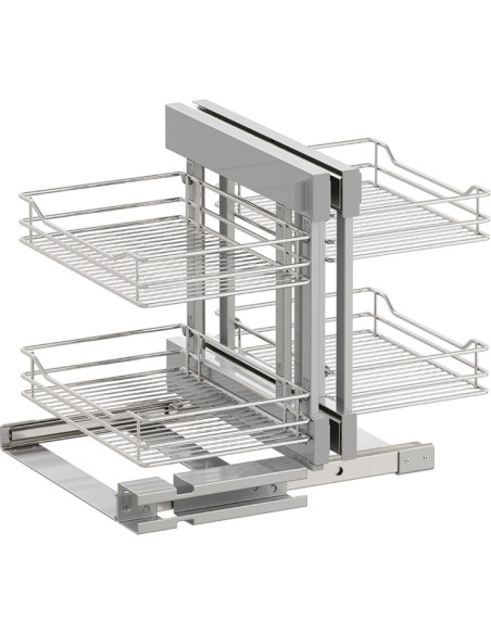 800mm VS Cor Fold Silver Swing Linear Out Kitchen Corner Storage