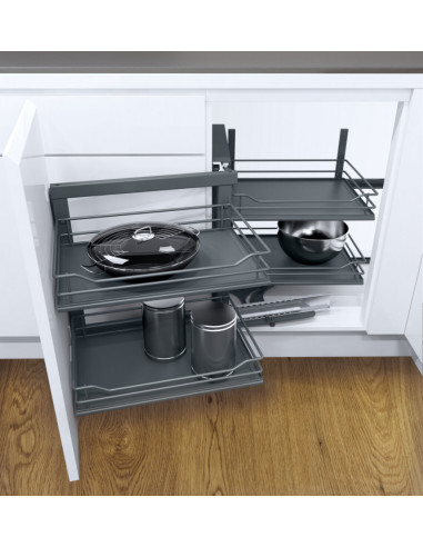 900mm VS-Cor-Fold Premea Lava Grey Swing Out Kitchen Corner Storage 54813626/7