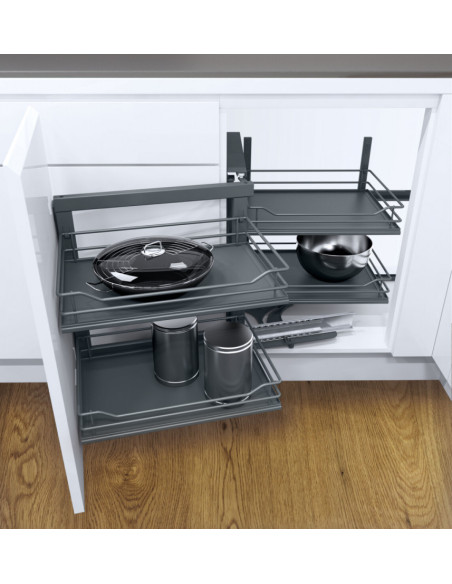 900mm VS-Cor-Fold Premea Lava Grey Swing Out Kitchen Corner Storage 54813626/7
