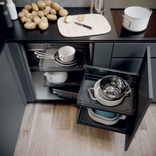 800mm VS Cor Fold Premea Lava Grey Swing Out Kitchen Corner Storage 54813624/5