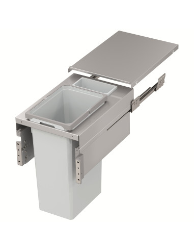 400mm VS Envi Space XX Pro Waste Bin Single 44L Depth 476mm Silver 50344541