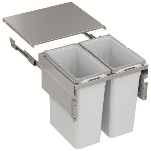 600mm Envi Space XX Grey Kitchen Double Waste Bin 88L 476mm Depth 50344544 2