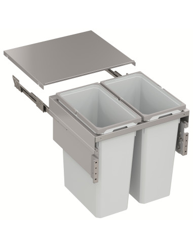 600mm VS Envi Space XX Grey Kitchen Double Waste Bin 88L 476mm Depth 50344544