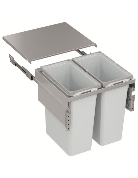 600mm VS Envi Space XX Grey Kitchen Double Waste Bin 88L 476mm Depth 50344544