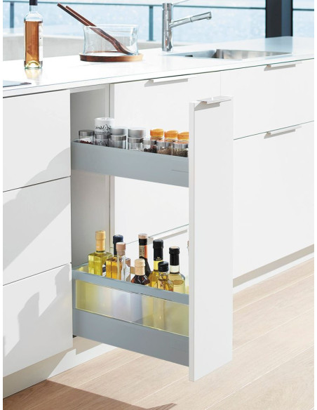 200mm Blum Antaro Space Twin Kitchen Base Pull Out Drawers 450mm Depth ST.VMG.450.0164 Grey