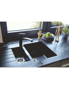 Schock Signus D150 Kitchen Sink Cristadur Magma Black & Waste Plug SCH-SIGD150AMAG/2569 2