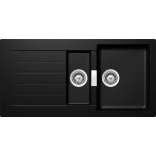 Schock Signus D150 Kitchen Sink Cristadur Magma Black & Waste Plug SCH-SIGD150AMAG/2569