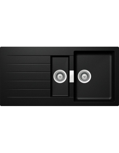 Schock Signus D150 Kitchen Sink Cristadur Magma Black & Waste Plug SCH-SIGD150AMAG/2569