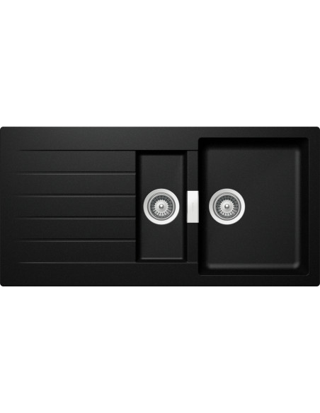Schock Signus D150 Kitchen Sink Cristadur Magma Black & Waste Plug SCH-SIGD150AMAG/2569