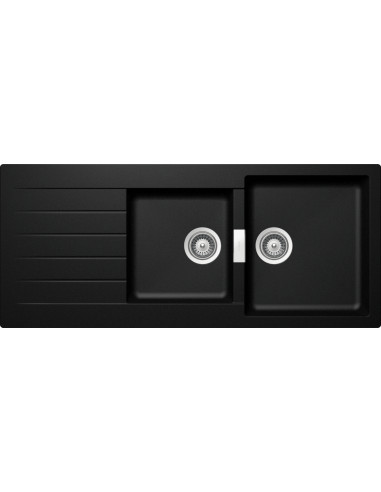 Schock Signus D200 Kitchen Sink Cristadur Magma Black + Waste Plug SCH-SIGD200AMAG/2589