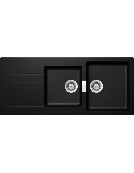 Schock Signus D200 Kitchen Sink Cristadur Magma Black + Waste Plug SCH-SIGD200AMAG/2589
